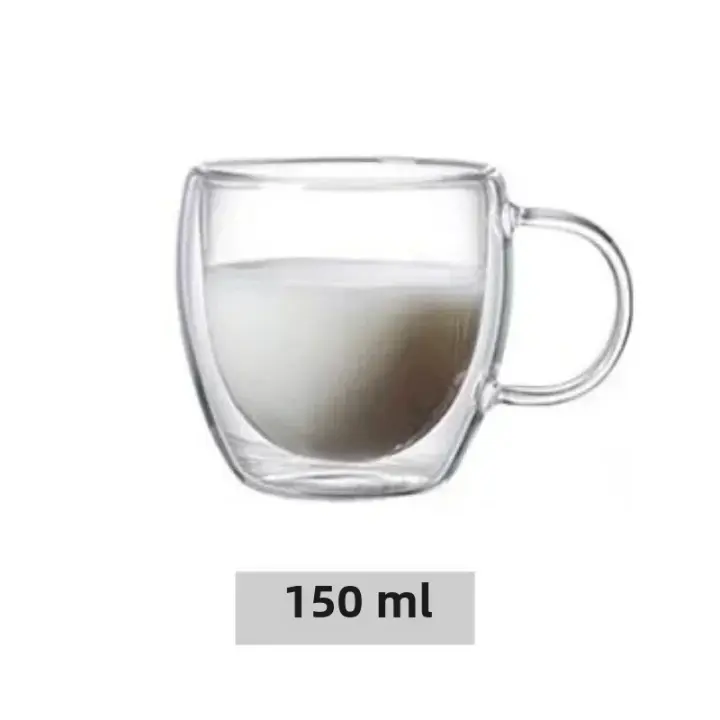 Taza De Café Expreso Doble Aislamiento En Vidrio Transparente Tamaño Variado Para Cerveza Té Leche Whiskey Bebida Ecológica Hecha a Mano - 1