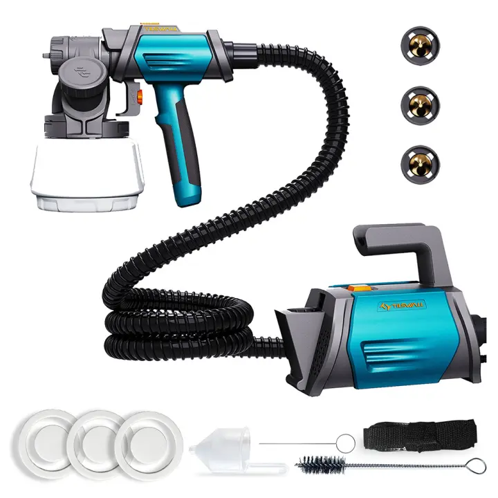 Pistola de Pintura Eléctrica Tilswall Shark 800W, 1300ml, 3 Boquillas, 3 Patrones de Pulverización, Manguera de 2.5m, velocidad máxima de 1200 ml/min, Alta Potencia, Fácil de Usar y Limpiar, Ideal para Muebles y Paredes - 1