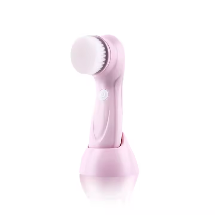 Limpiador facial eléctrico tres en uno, cepillo de limpieza facial con masaje giratorio multifunción, dispositivo de limpieza facial para limpieza de poros y espinillas, rosa - 1