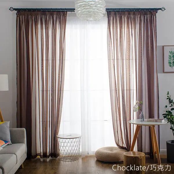 Cortinas De Tulle Sólido Colorido Transparente 100% Poliéster Para Dormitorio Cocina Sala De Estar Habitación De Niños Clase Magnolia Rod Pocket - 1