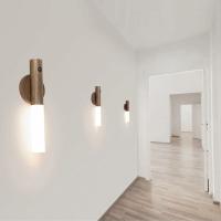 Lámpara de pared para interiores, de madera, con luces LED de noche, alimentada por batería, portátil - details 2