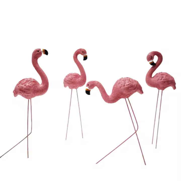 4pcs Decoraciones De Pato De Resina Rosa Para Jardín Patio Piscina Juego De Micro- Paisaje Mesa De Arena Exterior - 1