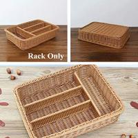 Organizador de cajones de cocina, cesta de almacenamiento de cubiertos, 4 compartimentos, tenedores, cuchillos, bandeja de almacenamiento de ratán - details 2