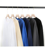 Camiseta De Algodón Puro De Manga Larga 260g Para Hombre Estilo Casual Cuello En V Solido Para Otoño E Invierno Top Suelto Para Pareja - details 6