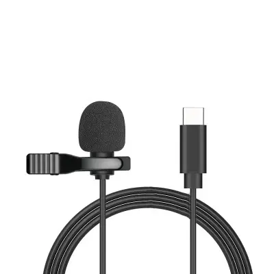 Mini Micrófono Lavalier Portátil 1.5m Condensador Clip-on Para Teléfono Y Computadora Con Cable USB Y Tipo C - 1
