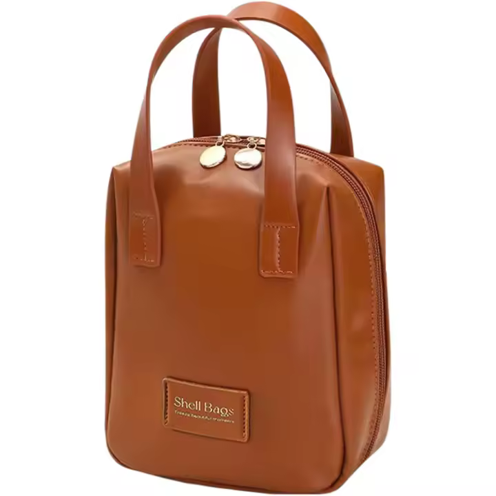 Bolsa de maquillaje Premium para Mujer (2024), organizador portátil de viaje de PU de gran capacidad, resistente a Agua, con divisor y ASA, color marrón. - 1