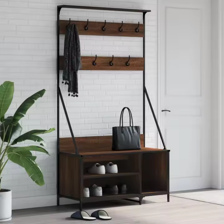 vidaXL Perchero con zapatero roble marrón 100x41x184 cm - 1