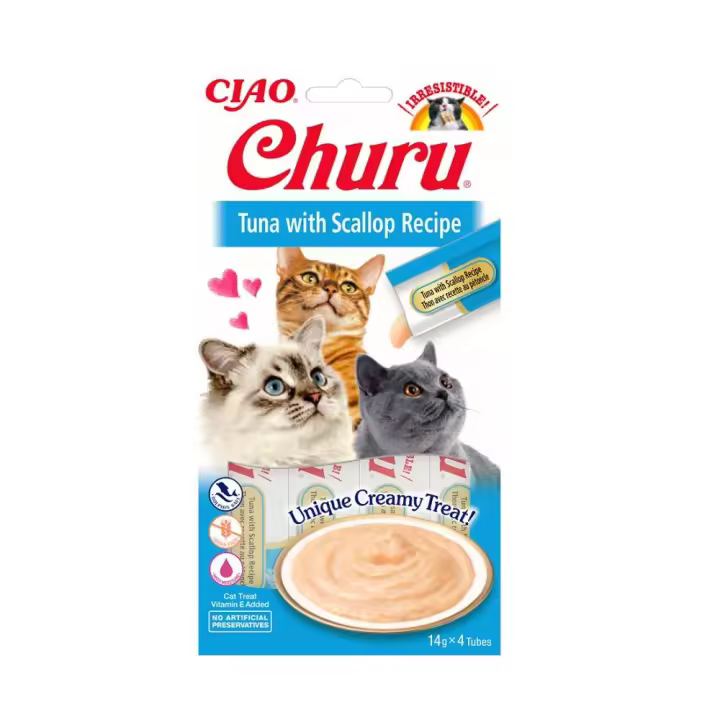Churu GATO Receta de Atún con Vieira (12 uds. de 4 x 14 g) - 1