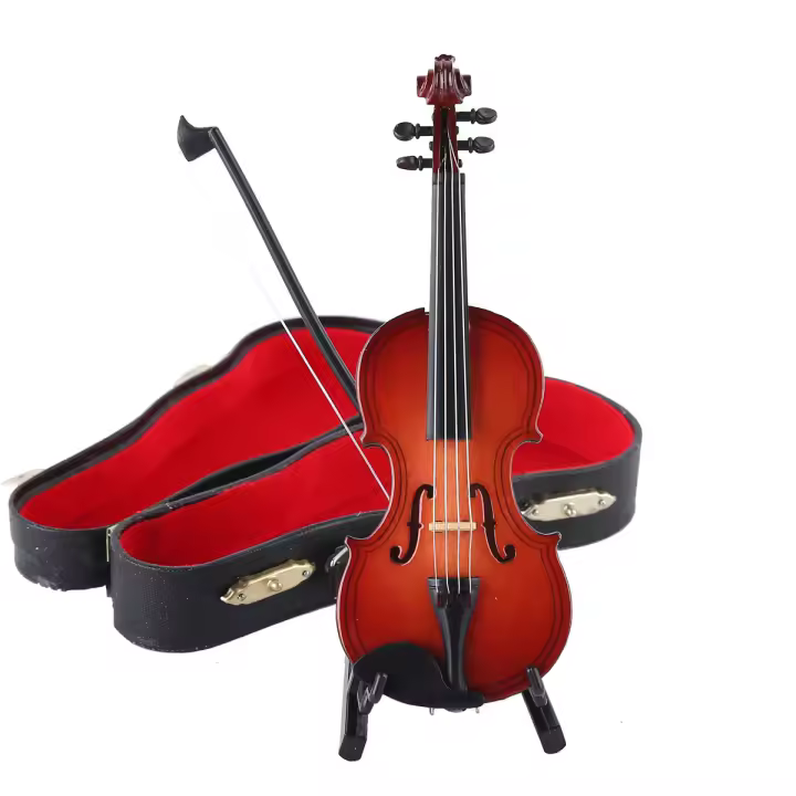 Mini Violín De Plástico Para Decoración De Hogar Con Soporte Instrumento Musical Pequeño Artesanía DIY Para El Hogar - 1