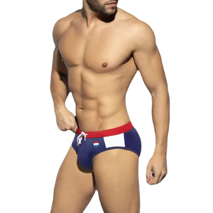 Bragas De Natación Para Hombre Briefs De Playa Deporte Acuático Estilo Sexy Con Palabras De La Bandera Y Copa Word Cup Material Poliéster Y Spandex - 1