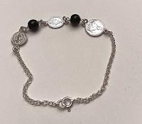 pulsera triple protección San Benito, Judas Tadeo , virgen de la Milagrosa y piedra onix. plata de ley-40ycuatrojoyeria - details 2