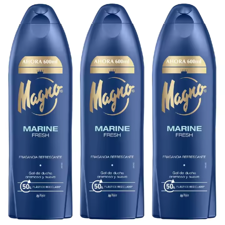 La Toja Magno Marine Fresh Gel de Baño 600 ml (Pack 3 unidades) - Gel de ducha con una fragancia única y refrescante, notas de uva, ámbar y lirio de agua con toque de madera, Piel tersa y suave gracias a su textura cremosa y delicada - 1
