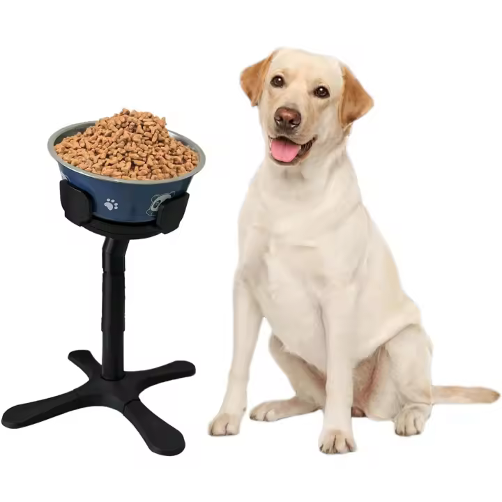 Soporte elevado para cuencos de perro, soporte ajustable para cuencos de perro, soporte antideslizante para cuencos de agua y comida para perros, estación de alimentación alta con cuencos de acero inoxidable para perros grandes - 1
