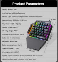 Teclado Mecánico De Juego E-YOOSO K700 RGB Con Switches Rojos Y Cableado 44 Teclas Programables One-handed Para PC Y Laptop - details 7