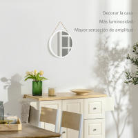 HOMCOM Espejo Decorativo de Pared 30x30 cm Espejo Redondo de Metal con Cuerda para Salón Dormitorio Entrada Estilo Moderno Blanco - details 3
