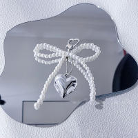 Llavero Aesthetic Y2K Con Perla Dulce Y Lazo Corazón Para Niñas Accesorios De Bolso Con Colgante De Corazón Y Lazo Coreano - details 1