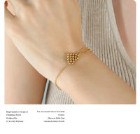 Encanto Pulsera de cristal para mujer, pulsera de acero inoxidable chapada en oro de moda, hermoso regalo de joyería para bodas y fiestas. - details 6