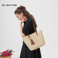 Women's Straw Bag | Medium Travel Straw Tote Handmade Summer Shoulder Bag - details 3