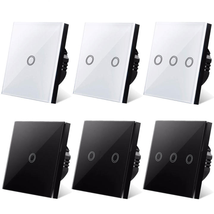 Interruptor De Pared EU 220V Panel De Vidrio Templado Sensor De Luz Impermeable 1/2/3 Enlaces 1 Way Compatible Con Todos
