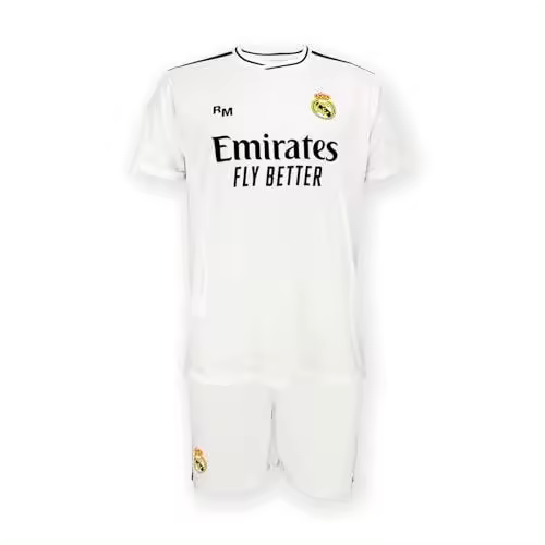 Real Madrid - Conjunto Camiseta y Pantalón Primera Equipación Temporada 24/25, Blanca, Niños, Replica con Licencia Oficial - 1