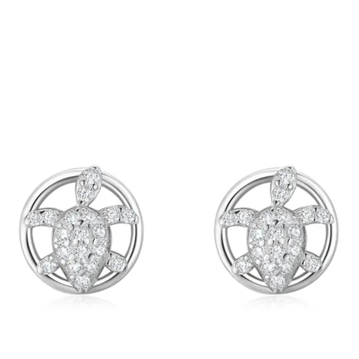 Zenyth 2 piezas 925 Plata Esterline Lindo Mar Tortuga Claro zirconia animal Pendientes Mujeres minimalista Joyería FINA 2025 ¡Nuevo! - 1