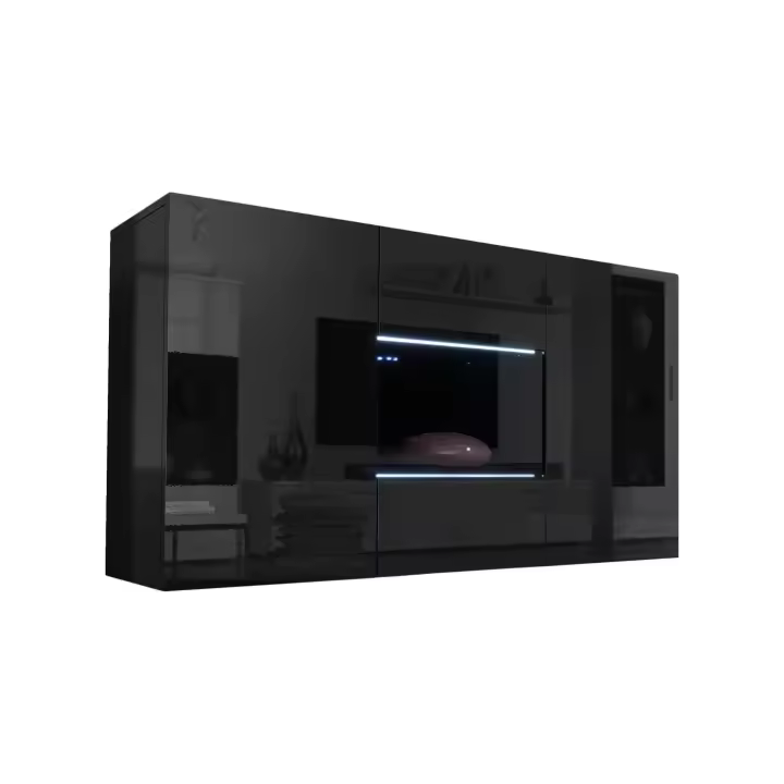 MB Muebles Bonitos - Aparador Colgante de salón, LED, 120x70x40cm, Más Colores, 2 puertas, 1 vitrina, Modelo Nora A2 - 1