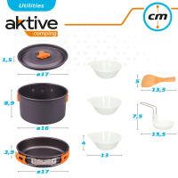 Set de cocina para camping Aktive, Utensilios cocina camping  Utensilios para camping Set cocina camping  Camping Gas  Incluye 8 piezas  Para 2 personas  Con funda para transportar - details 1