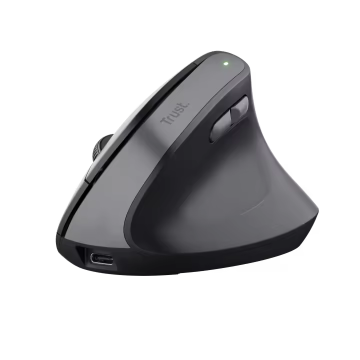 Ratón ergonómico inalámbrico Trust Bayo II, diseño vertical de 57° para reducir la tensión, 6 botones, sensor ajustable (800-2400 ppp), batería recargable de 3 meses de duración, fabricado con 70% de plástico reciclado - 1