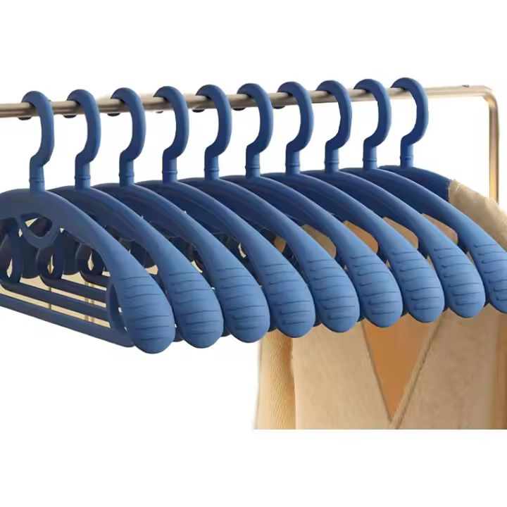 Percha de ropa de plástico, extra Gruesa, de plástico con Helbros anchos, para adultos, rotación de 360 Grados, antideslizante, ideal parusuario, paquete de 10 - 1