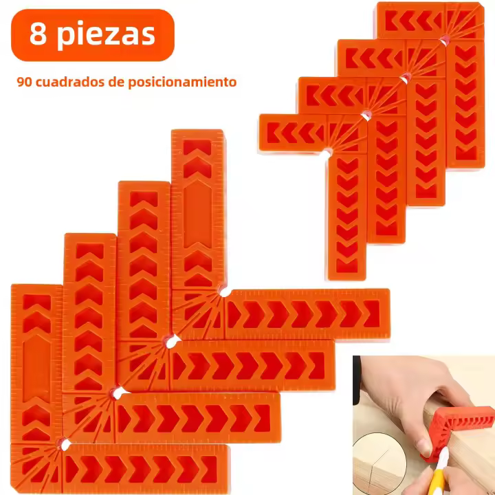 8Pcs Juego De 90 Grados Posicionadores Cuadrados 4 Pulgadas/3 Pulgadas Abrazaderas De Ángulo Durable Plásticas Reutilizables Para Carpintería Y Bricolaje - 1