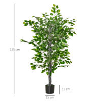 HOMCOM Planta Ficus Artificial 135 cm en Maceta con 756 Hojas Planta Sintética Realista para Interior y Exterior Planta Artificial Decorativa para Hogar Salón Oficina Verde - details 2