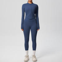 SSITO Traje de Yoga de 2 UDS., Conjunto Deportivo de Gimnasio para Mujer, chándales para correr con Cremallera, ropa Deportiva de entrenamiento, Camisa Deportiva Larga de manga, ropa de Yoga - details 12