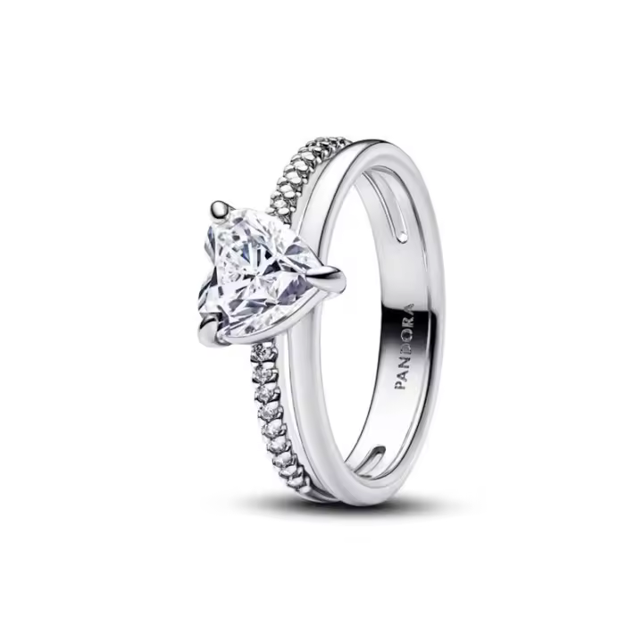 Anillo Corazón Doble Banda - 1