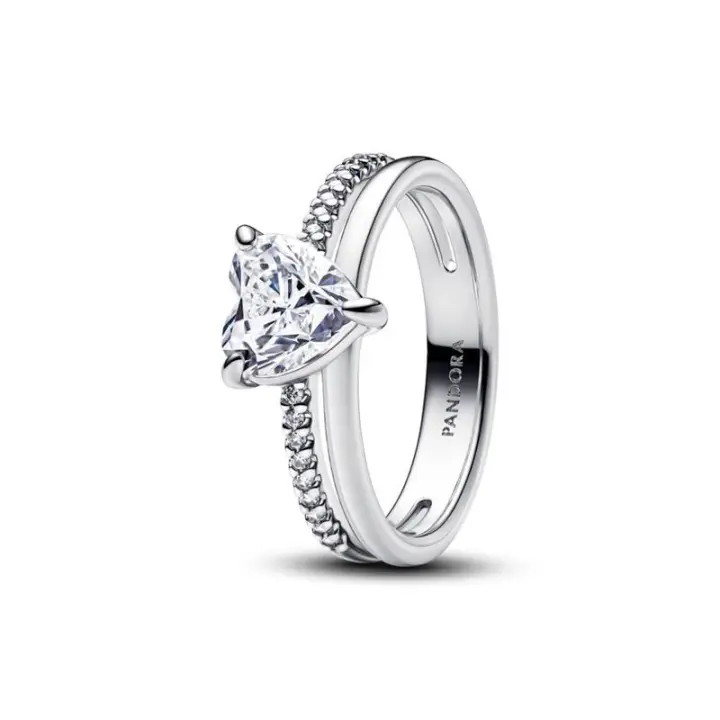 Anillo Corazón Doble Banda - 1