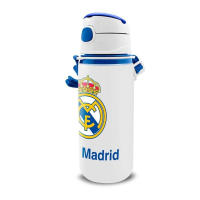 Real Madrid Botella de agua 600ml, Cantimplora aluminio con Correa Real Madrid, Color Blanco y Azul, Botella para Niños y Niñas, Producto Oficial Real Madrid, Regalo Cumpleaños, Navidad, Reyes - details 0