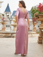 Vestido De Encaje Con Mangas Mariposa Y Cuello Plunging Unithorse Vestido Elegante De Largo Con Decoración De Lentejuelas Para Mujer - details 3