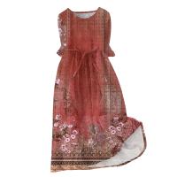 Vestido Bohemio De Verano Para Mujer Estampado Floral Casual Manga Corta Botones Estilo Playa Midi Elegante Robe O-Neck - details 2