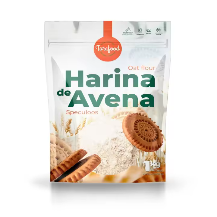 Harina de Avena en polvo | Pack de 2 Unidades | Sabor Speculoos | 1KG | Ideal para Tortitas de Avena | Rica en fibra | Contiene grasas saludables | TORAFOOD - 1