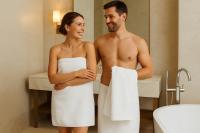 Toallas Baño Grandes 70x130 cm 100% Algodón 500 GSM - Toalla Blanca, Suave y Absorbente -Juego de 2, 4 o 6 Toallas de Ducha - Toalla Blanca de Ducha con Greca Romana - Juego de Toallas para Hogar, Apartamento Turístico y Hostelería - Calidad Premium - details 0