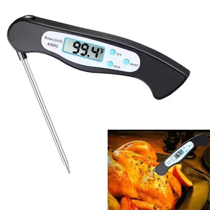Termómetro Digital De Alimentos Para Barbacoa Y Cocina Termómetro De Carne Con Palanca Inalámbrico Plegable Multifuncional - 1