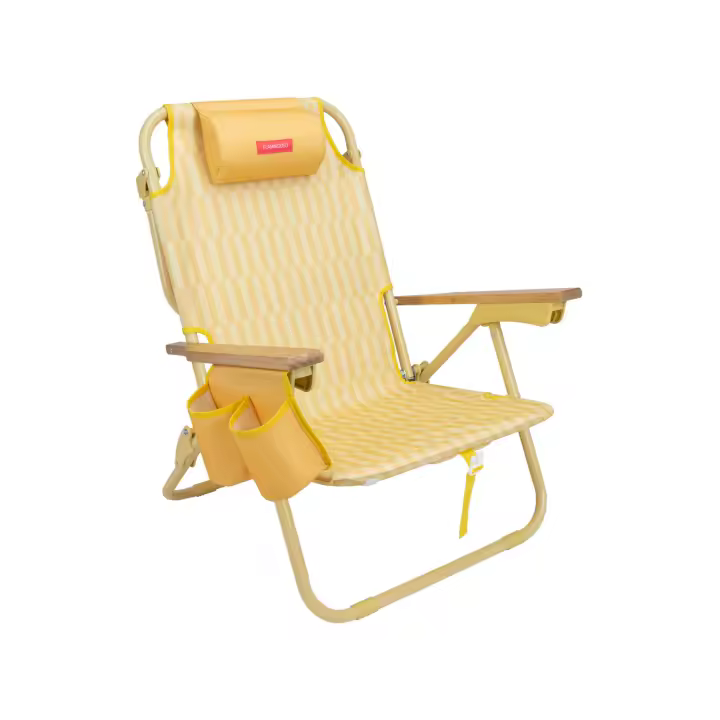 Flamingueo Silla Playa Almohada Ergonómica Confort Reclinable 5 Posiciones Bolsillo Insulado Frío Posavasos Doble Asas Mochila Fácil Transporte 59 x 62,5 x 77,5 cm - 1