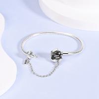 Pulsera De Corazón Rosado En Plata De Ley 925 Con Cadena De Seguridad Estrellada Y Luna Cadena De Serpiente Adecuada Para DIY Joyería Con Encantos Y Cuentas Para Mujer - details 5