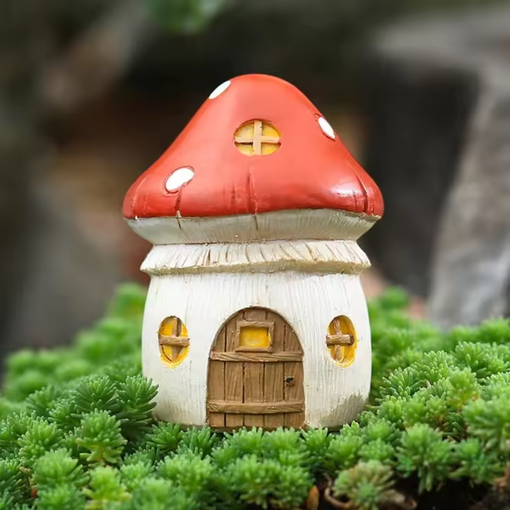Figuras De Resina De Setas Y Nogal Estatua De Casa Para Jardín Accesorios De Micro Paisaje Decoración De Jardín Escultura Para El Hogar - 1