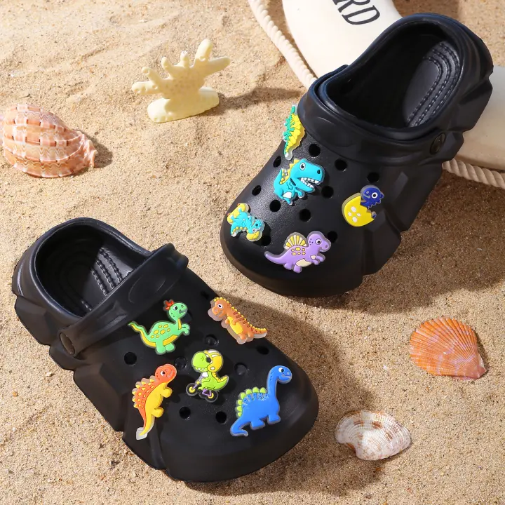 Clogs Casuales Para Niños Transpirables Con Decoración De Dinosaurio Luminoso Ligeros Para Baño Playa Y Piscina Material Superior EVA Tamaño 3-12 Adecuados Para Todas Las Estaciones - 1