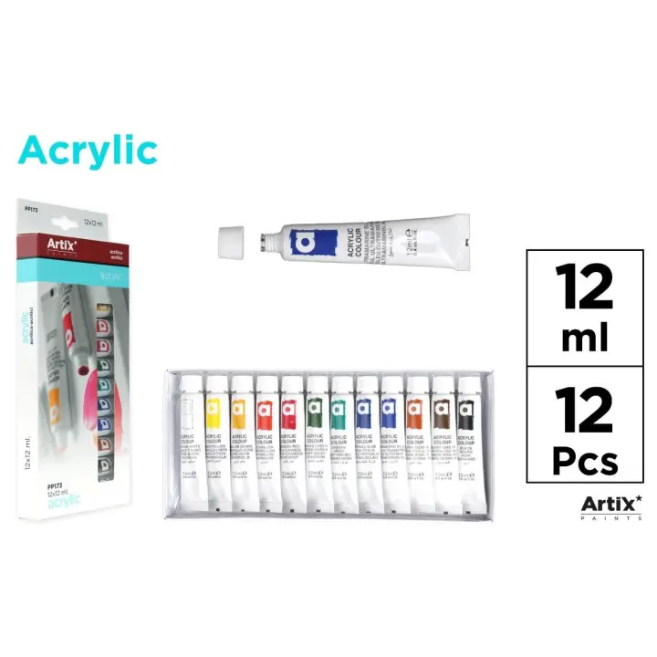 LILI HOME Pack de 12 Tubos de Pinturas Tempera / Óleo / Acuarela / Acrílica / Textil ARTIX 12 ml cada Tubos - Las pinturas al óleo ARTIX están elaboradas con pigmentos de alta pureza, lo que garantiza colores brillantes y vivos que perduran con el tiem - 1