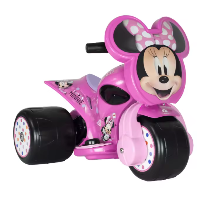 INJUSA - Quad Eléctrico Infantil Samurai | Moto a Batería para Niños de 1 a 3 Años | Batería 6V | Pedal Acelerador | Freno Eléctrico | Ruedas Anchas de Plástico | Velocidad máx. 3 km/h | Decoración Mickey Mouse o Minnie Mouse Disney | Color Rojo o Rosa - 1