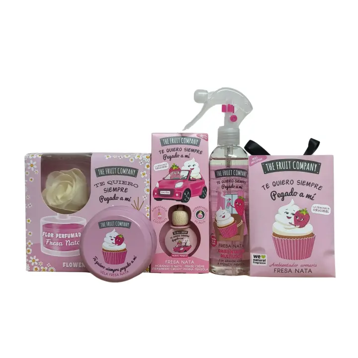 Lote Ambientadores Fresa y Nata The Fruit Company - Aromas Dulces para Hogar y Coche - 1