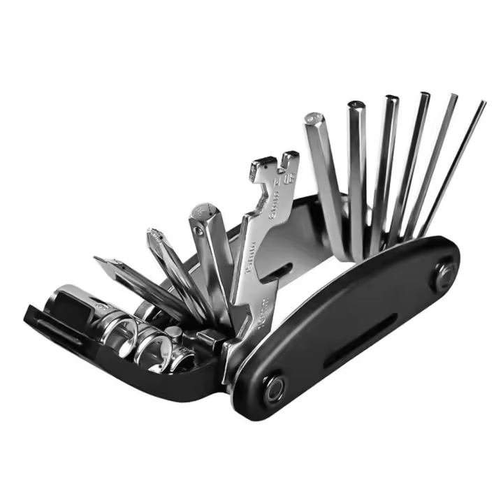 16 en 1 Herramientas de Reparación de Bicicleta Multifunción, Multiherramienta Plegable Portátil para MTB Bicicleta Carretera Ciclismo, Marca Steel Mule, Llaves Allen, vasos - 1