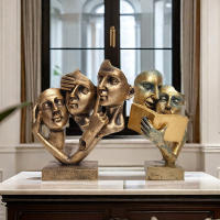 Máscara Escultura De Thinker Abstracta Y Sencilla 1pc See No Evil Hear No Evil Speak No Evil Decoración De Jardín De Resina - details 2