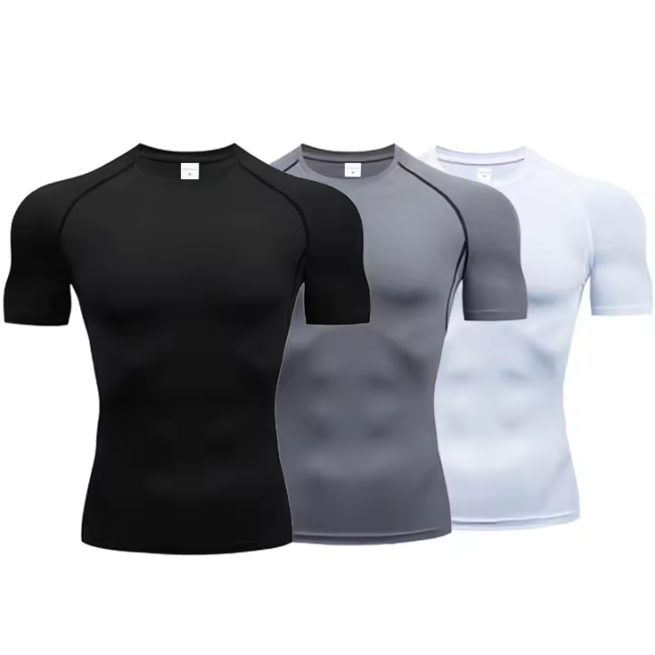 Camiseta De Compresión Para Hombre Running Quick Dry Camiseta De Fútbol Para Fitness Gimnasio Deportiva Transpirable Con Mangas Cortas - 1